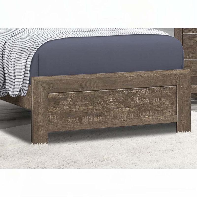 Rustic Wooden Panel Bed, Twin, Rustic Brown