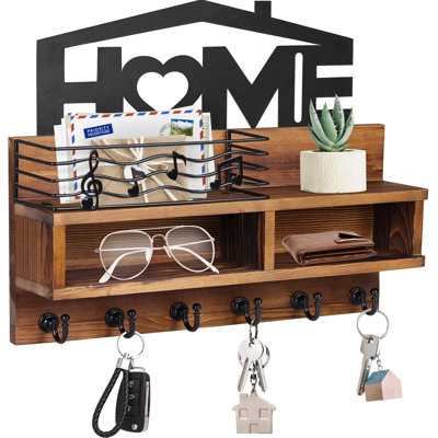 Decorative Wooden Mail And Key Organizer
