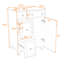 Meuble-lavabo simple autoportant avec deux tiroirs de rangement et lavabo en céramique Olguin-923375376