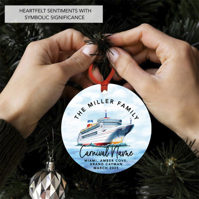 Ornement en forme de bateau de Noël personnalisé en métal rouge et bleu 20x