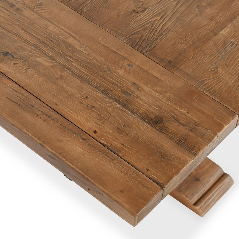 Reclaimed Wood Extendable Dining Table with Artistic Curves