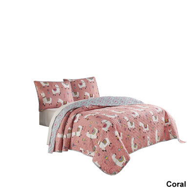 Vue Llama Drama Reversible 3 Piece Quilt Set, Full/Queen