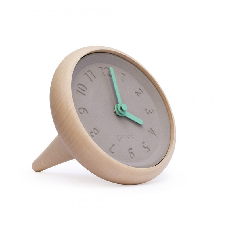 Analogue Maple Solid Wood Mechanical Tabletop Clock, Blue