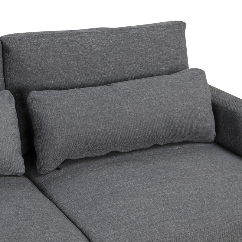 U_STYLE Canapé modulaire en L avec coussins de dossier amovibles et 3 coussins, Grey Linen