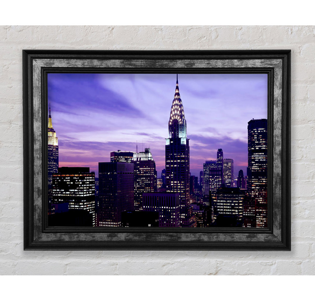 Empire State Building Purple Skys - Einzelne Bilderrahmen Kunstdrucke