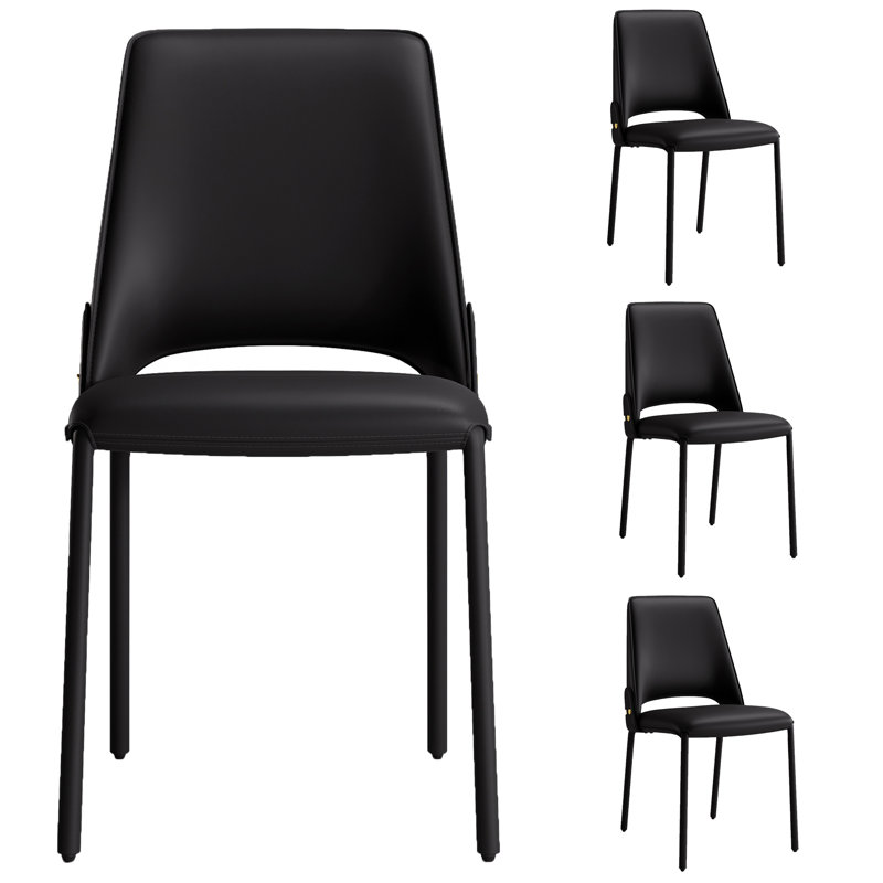 Upholstered Dining Chairs Faux Leather Armless Side Chair With Padded Seat & Metal Frame For Kitchen, Living Room, Office, Vanity