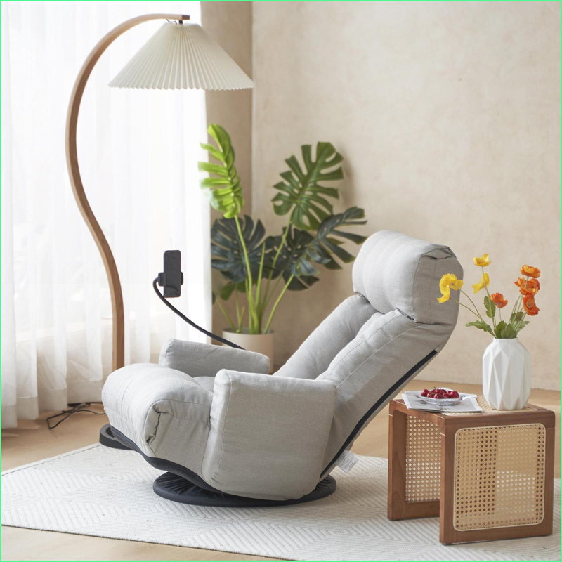 Adjustable Lazy Sofa Chair for Living Room – 360° Rotatable, 5-Position Recline | Gray | Curved
