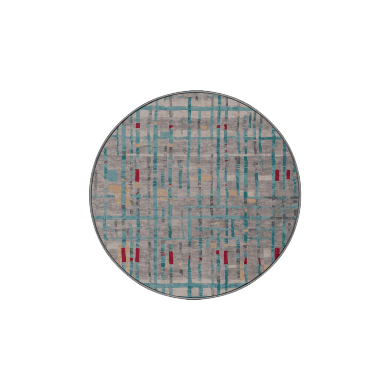 Tapis gris soyeux et moelleux, Rond 8 pi