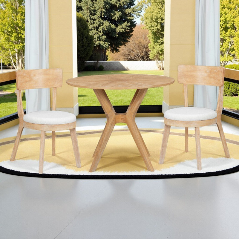 Ensemble de table de salle à manger 39 po avec 2 chaises, fabrication en bois d'hévéa et en contreplaqué, capacité de 300 lb?