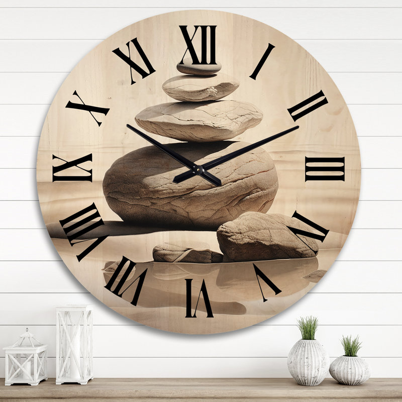 Photo plage harmonieuse Balance VI - Horloge murale plage en bois surdimensionnée, Petit