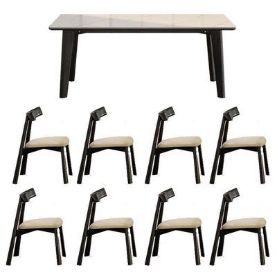 Ensembles de table de salle à manger modernes en bois massif avec plaque de roche.