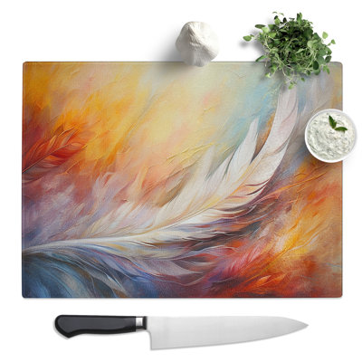 Feather Action  Glass Chopping Board