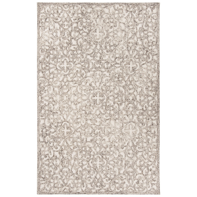Tapis géométrique en laine et coton touffeté à la main Sarina Trace, Rectangle 4 pi x 6 pi