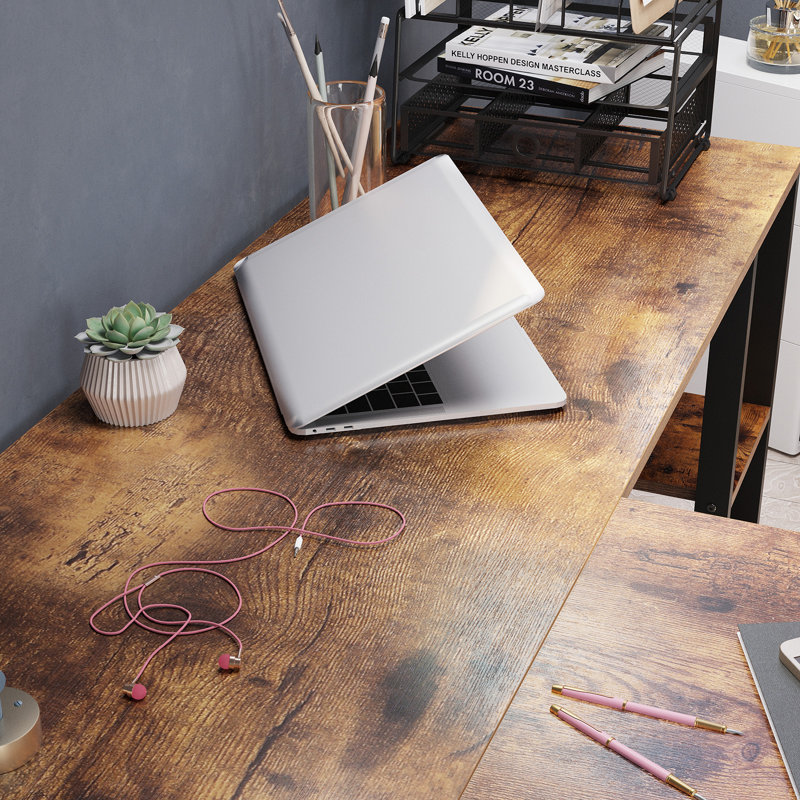 Yessenia L-Shaped Metal Base Executive Desk