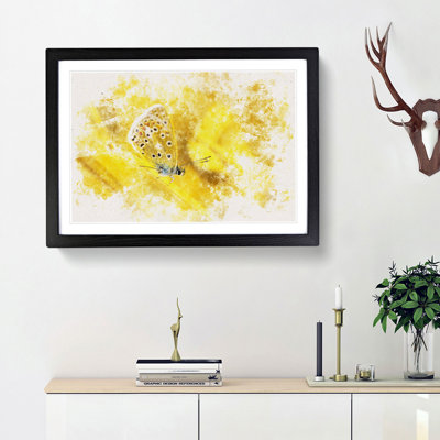 Yellow Butterfly Watercolour - Framed Print