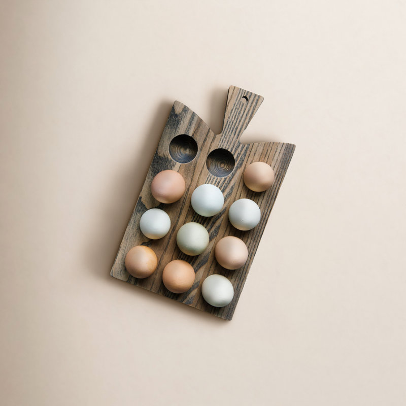 Araucana Wood Egg Platter, Gray