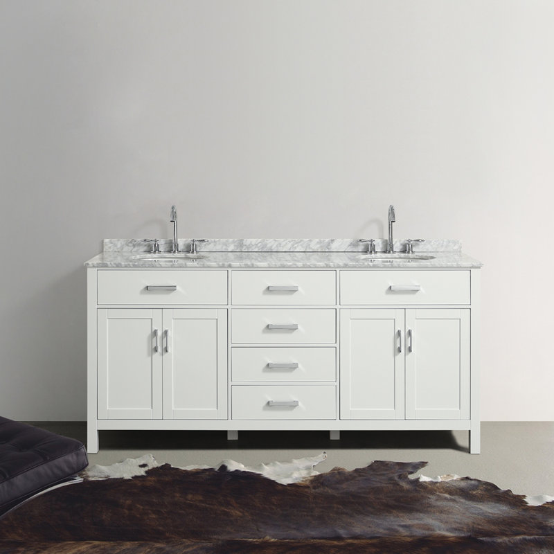 Ensemble de meuble-lavabo double 73 po Bristol, Blanc