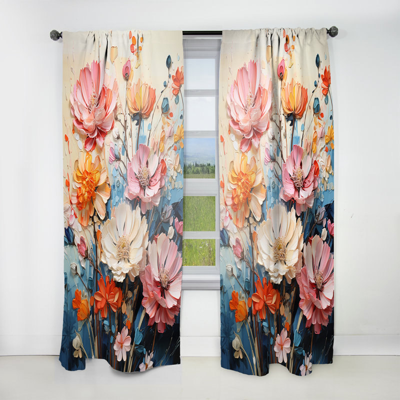 Galaviz - Rideau obscurcissant avec fleurs saisonnières - 1 panneau, L 52 po x L 84 po