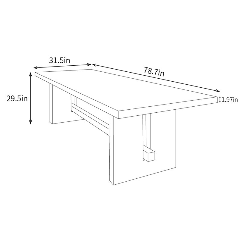 Kiauna Original Style Rectangular Solid Wood Dining Tables, 29.5"H x 78.7"L x 31.5"W