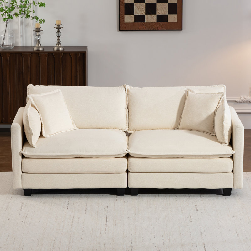 78" Wide Comfy Cloud Couch Sectional Loveseat Sofa, Cream