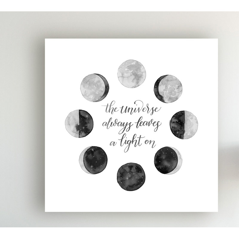 « ode to the moon i », art textuel sur toile tendue, H 18 po x l 18 po x P 2 po