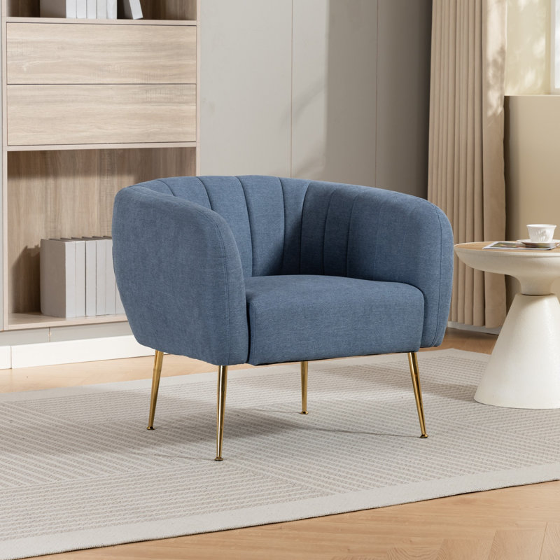 Upholstered Armchair, Light Denim