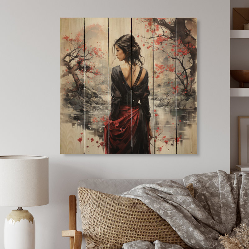 Jaafar, terre du Samouraï au Japon, impression sur bois, H 15 po x l 15 po x P 0,78 po