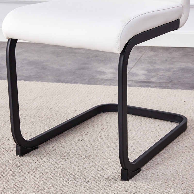 Table And Chair Set Large Modern Rectangular Table With Brown Glass Top Andmetal Legs It Is Equipped With Soft And Comtable PU Seats, Faux Leather Upholstered Seats, And Sturdy Metal Legs
