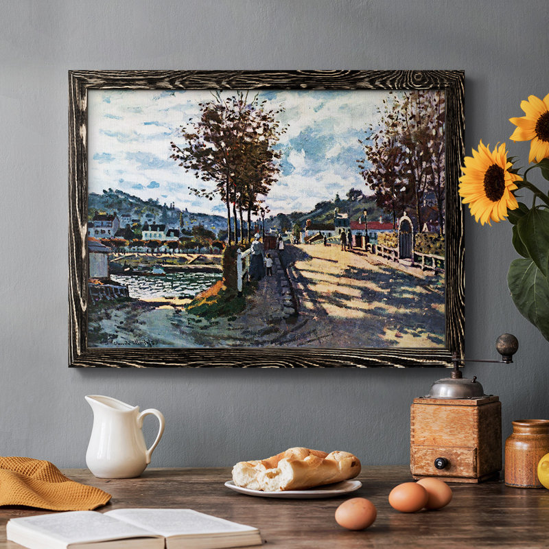 «La seine à Bougival» par Monet, reproduction d'art sur toile, H 18 po x l 26 po x P 1,5 po, Noir