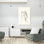 Couple romantique partageant un moment intime avec un maquillage coloré et des lèvres rouges vives, art mural moderne minimaliste contemporain