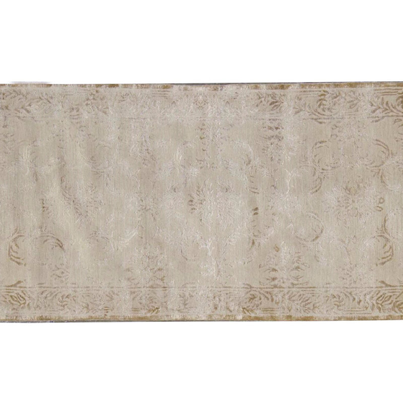 Hand-Knotted High-Quality Beige and Gold Runner