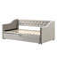 Lit de jour simple avec revêtement gris et lit gigogne ajustable pour adultes revêtus de plusieurs espaces fonctionnels, sans sommier tapissier-667602846