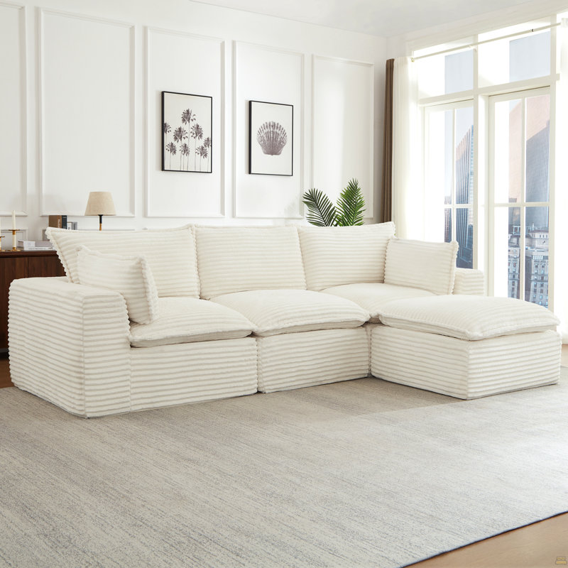 Canapé modulaire Cloud, 30,3 po H x 109,4 po L x 39,4 po P, 3, Blanc