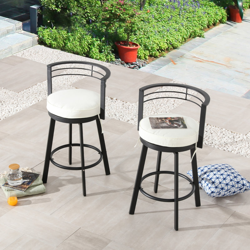 Haahris Patio Swivel Bar Stool with Cushion