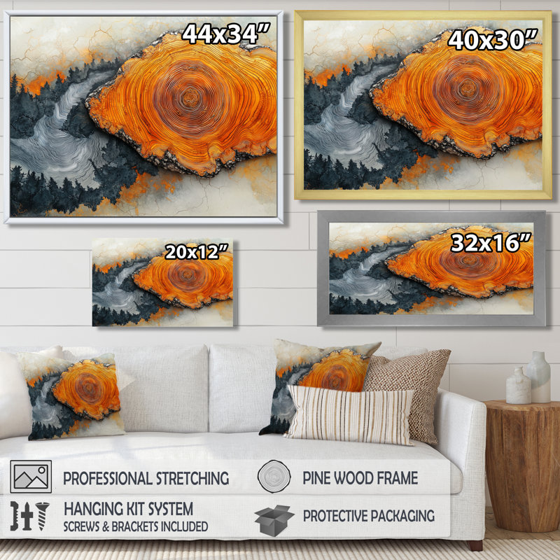 Or de la rivière Amber Nord II - forêt, art mural, Cadre simple, Noir, H 12 po x l 20 po