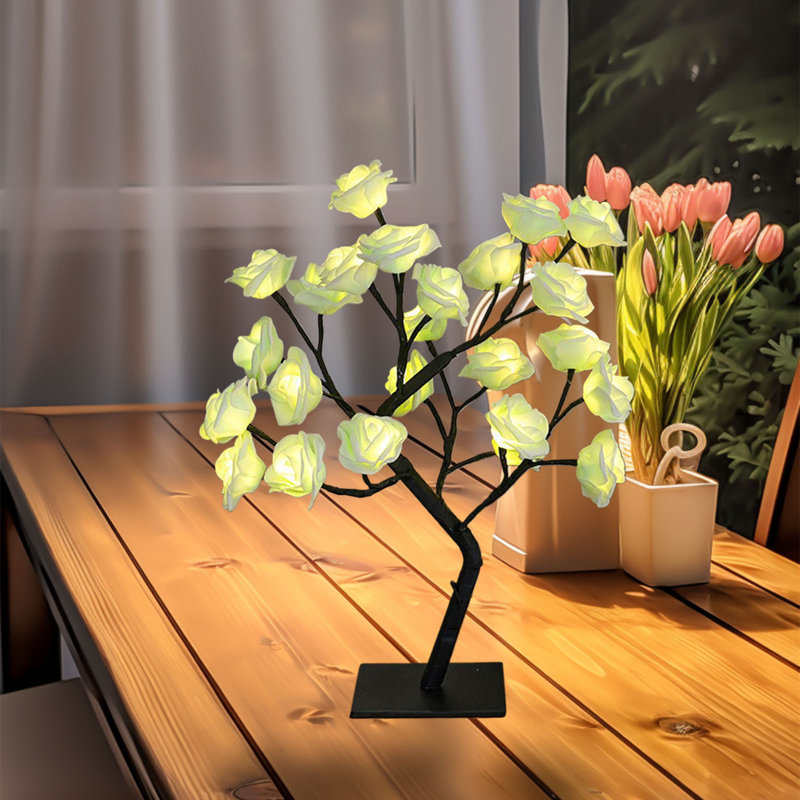  Faux fleurs artificielles pour la décoration de la maison DEL à branches de rose Simulation USB Fleur artificielle veilleuse ami cadeau d'anniversaire