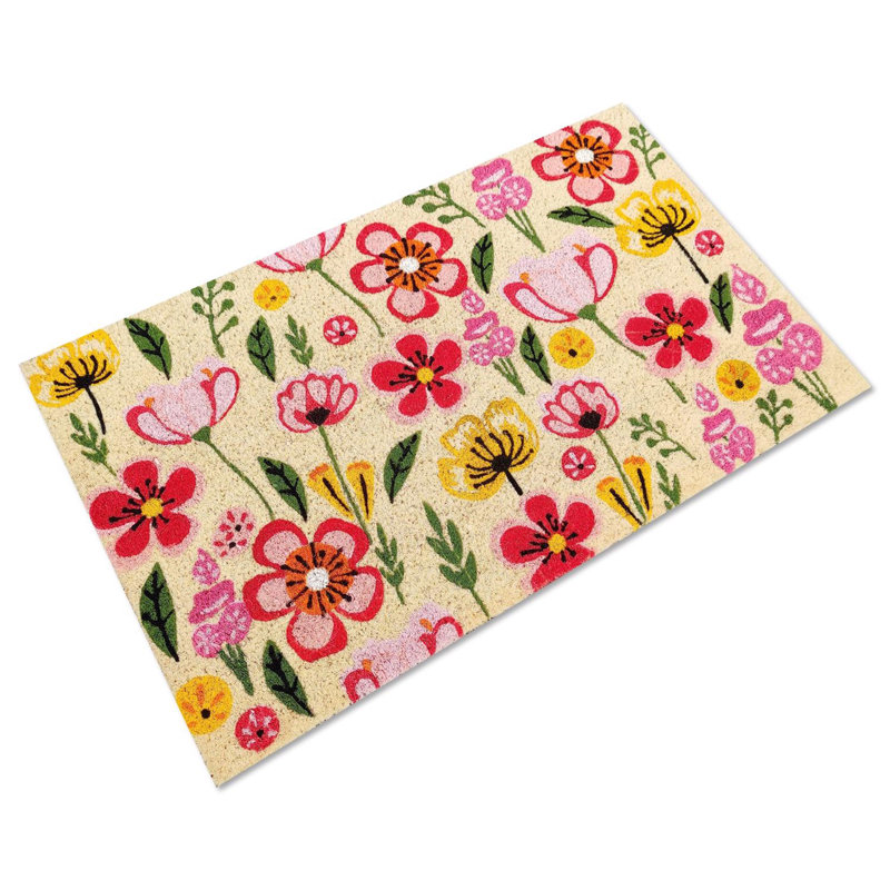 Tapis de porte en fibre de coco multicolore l 18 po x L 30 po First Concept