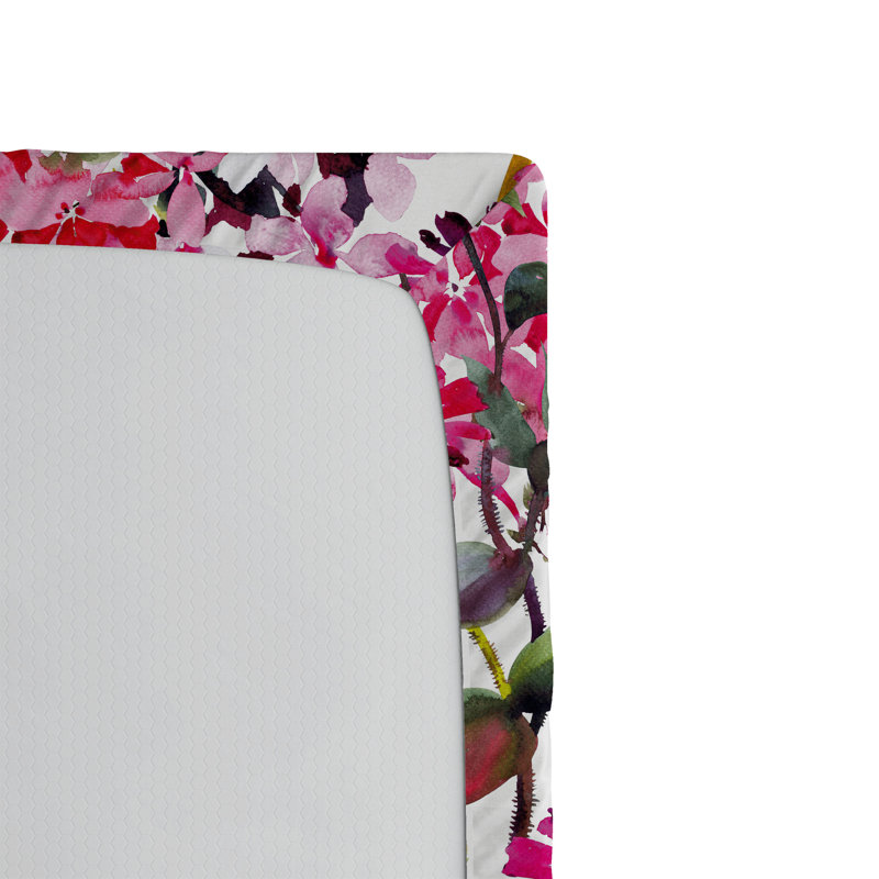 Drap-housse Ambesonne, Drap-housse de taille simple, Rose pastel, vert paon / floral 2