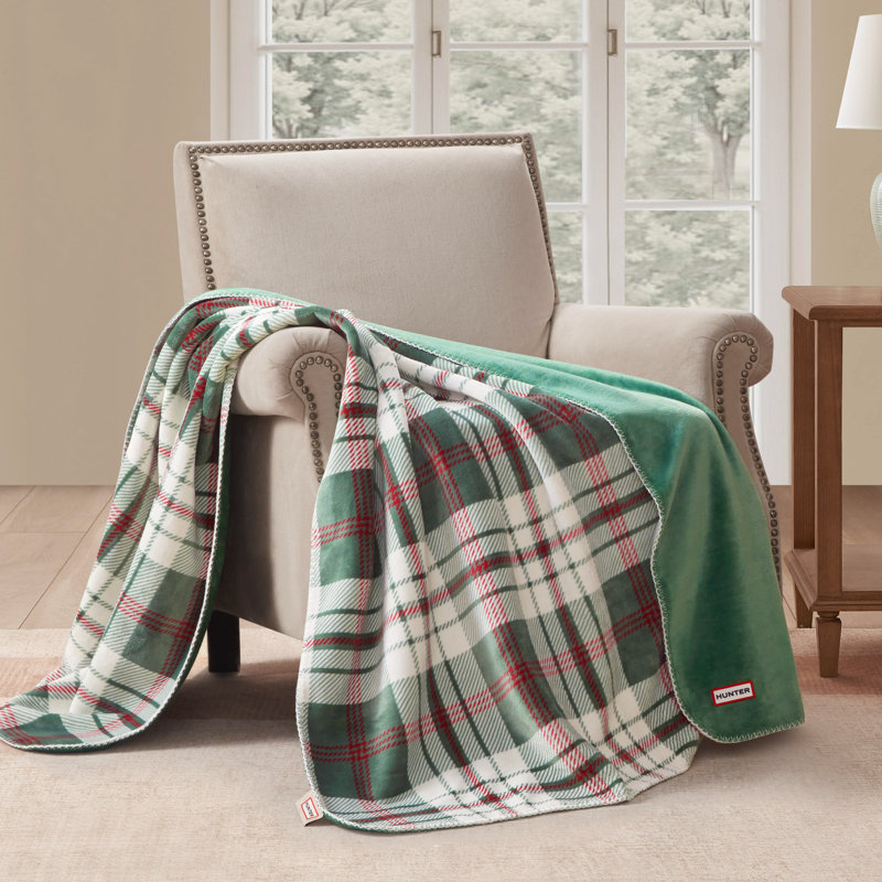 Hunter Reversible Plaid Plush Throw Blankets, Douglas