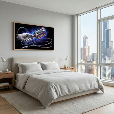 Ensemble de 1 tableau sur toile représentant une main avec microphone
