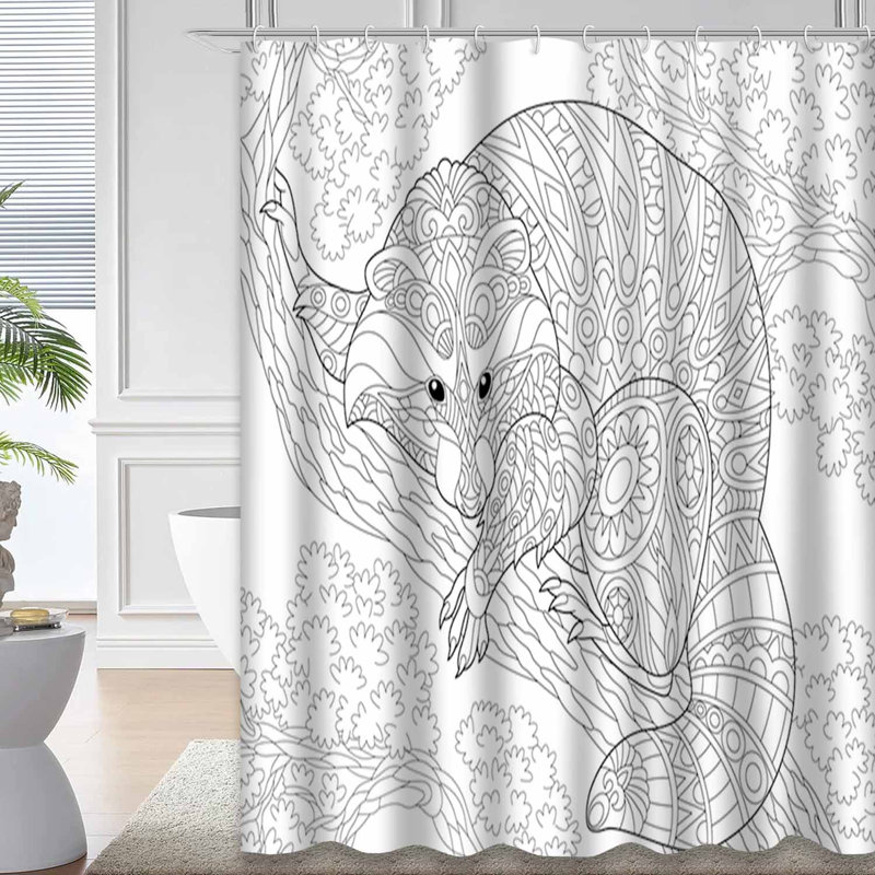 Rideau de douche avec 12 crochets Raccoon Tree, L 72 po x l 72 po