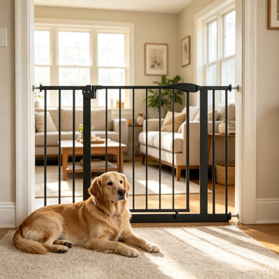 29.5"–44.1" Wide Auto-Close Pet Gate, Pressure-Mounted Dog Gate with Double Lock for Doorways, Hallways and Stairs