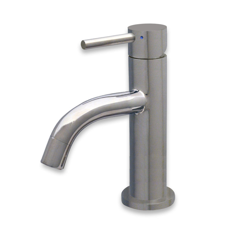 Whitehaus Collection Stainless Steel Single Lever Bathroom Faucet with Pop-up Drain, Polished Stainless Steel