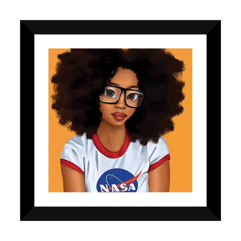 « Nerd Girl » par Princess karibo-impression d’art graphique, Blanc, H 16 po x l 16 po x p 1 po, Papier encadré noir