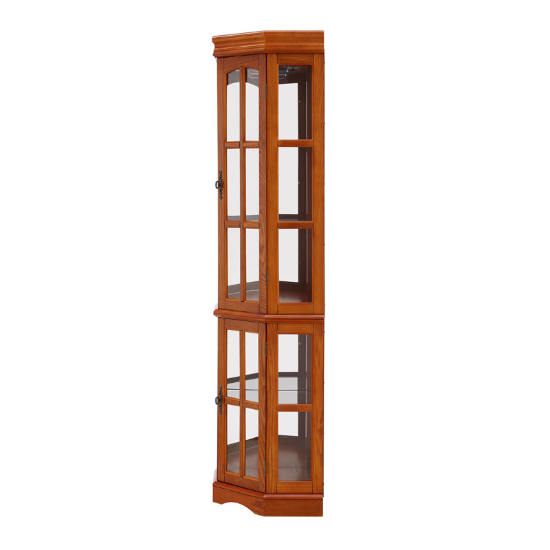 5-Shelf Lighted Corner Curio, (Bulb Not Included), Oak