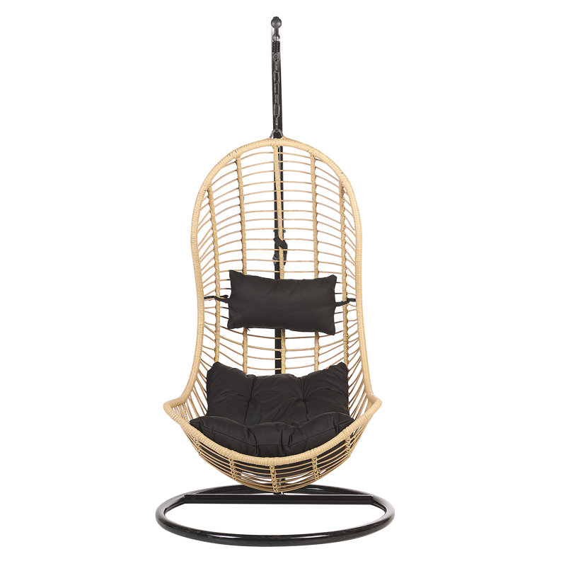 Shayna Swing Chair with Stand, Black, Beige