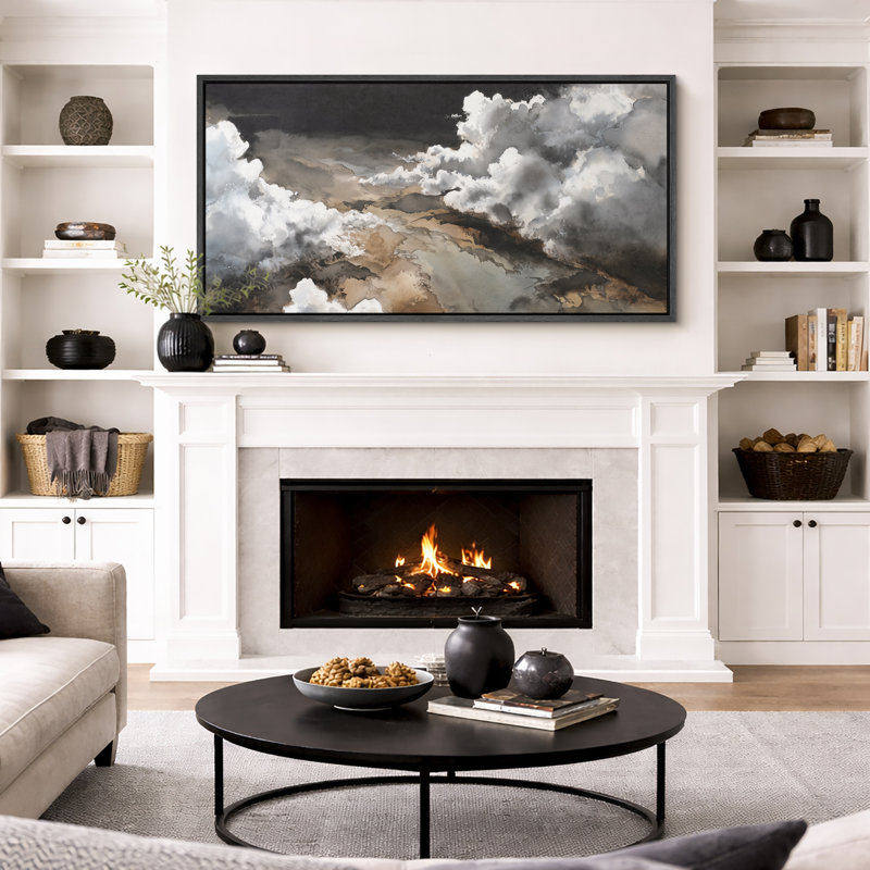 "Dramatic Storm Cloud Sky Landscape", très grandes photos, impression sur toile encadrée, H 30 po x l 60 po, Noir