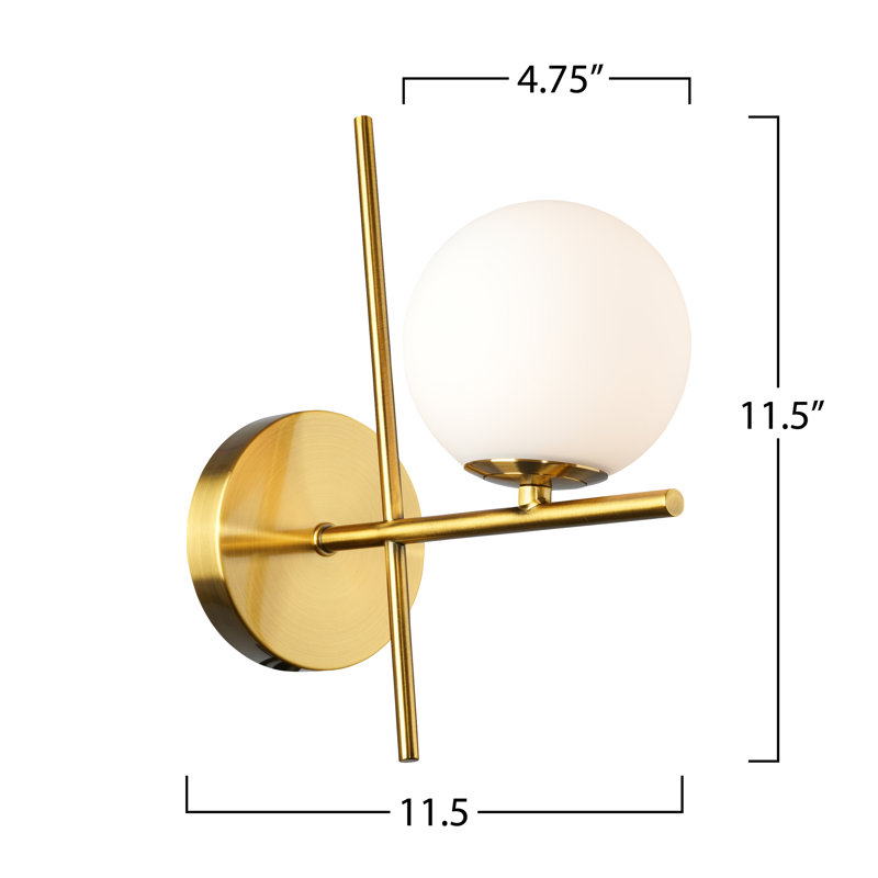 Modena - 1-Light Wall Sconce - Black, Plated Brushed Brass, White