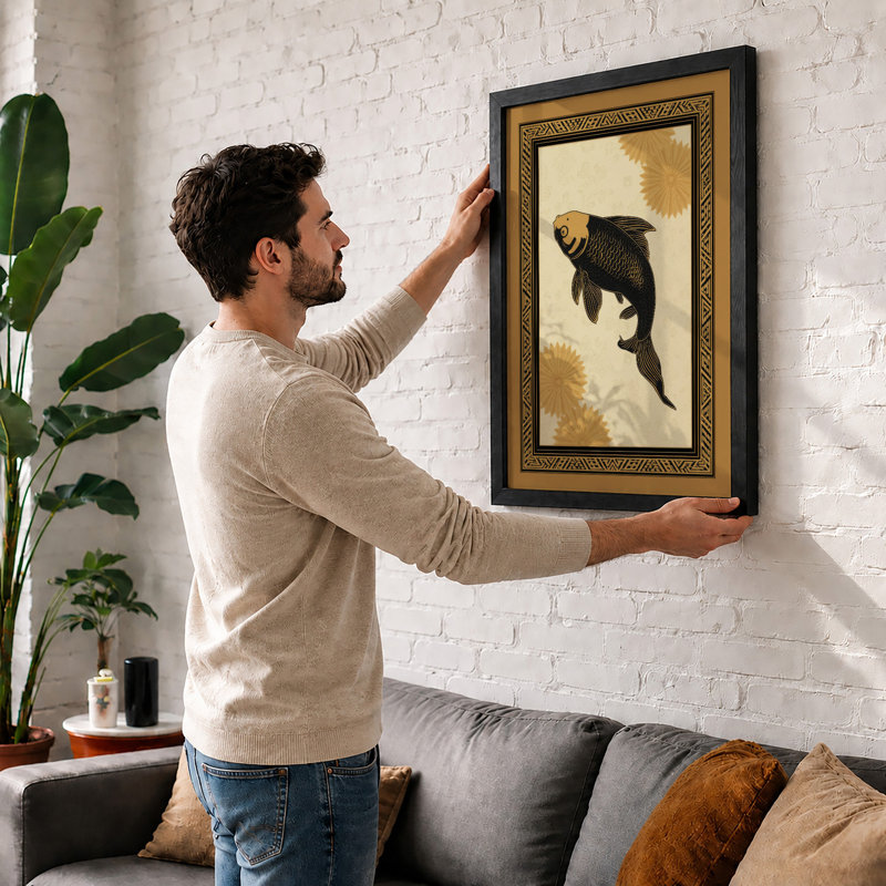 Descending Bear Art Deco - Framed Print, Unframed, A1 - 84.1 x 59.4 cm