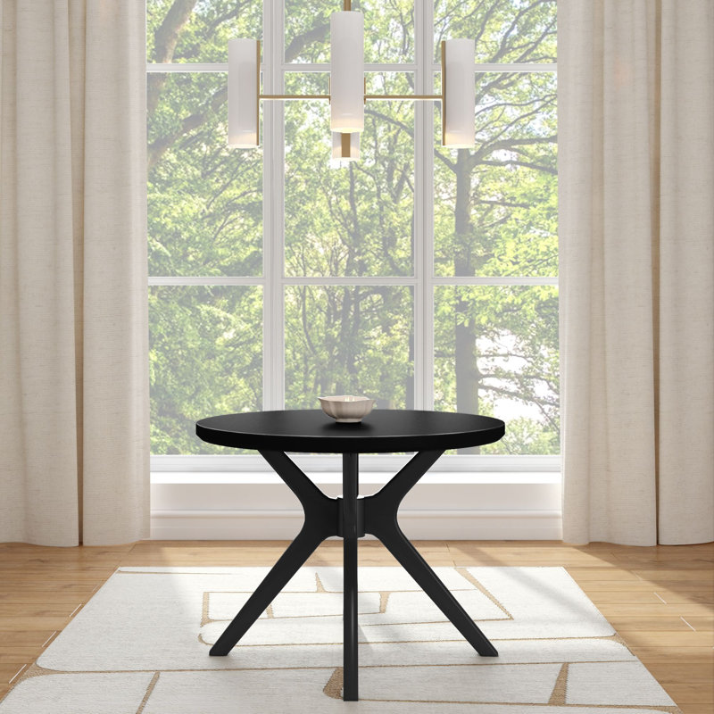 Table de salle à manger Muhsina (38 po x 38 po / 966 mm x 966 mm), Noir
